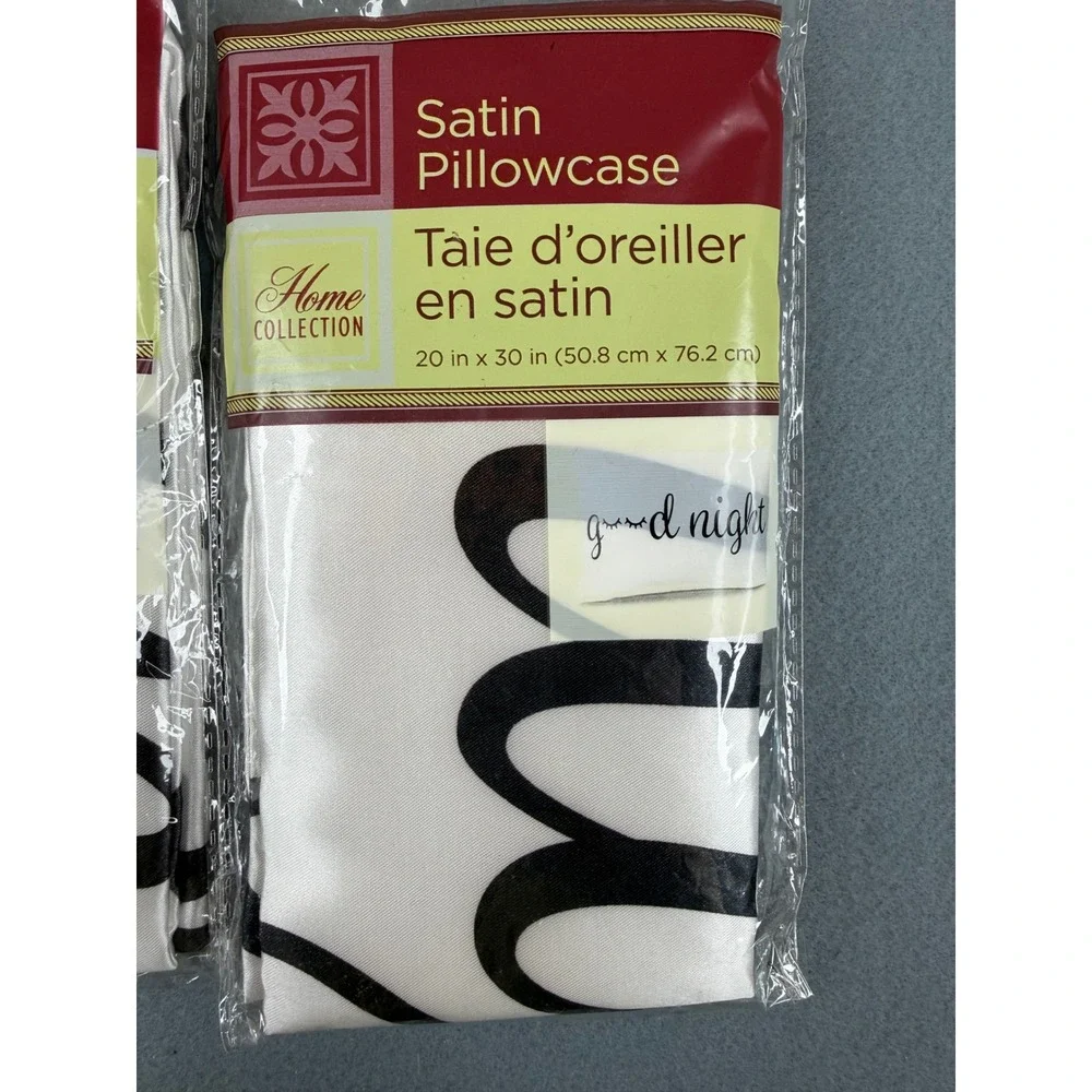 Home Collection Satin Pillowcase Unisex 20x30 White Good Morning Good Night Set